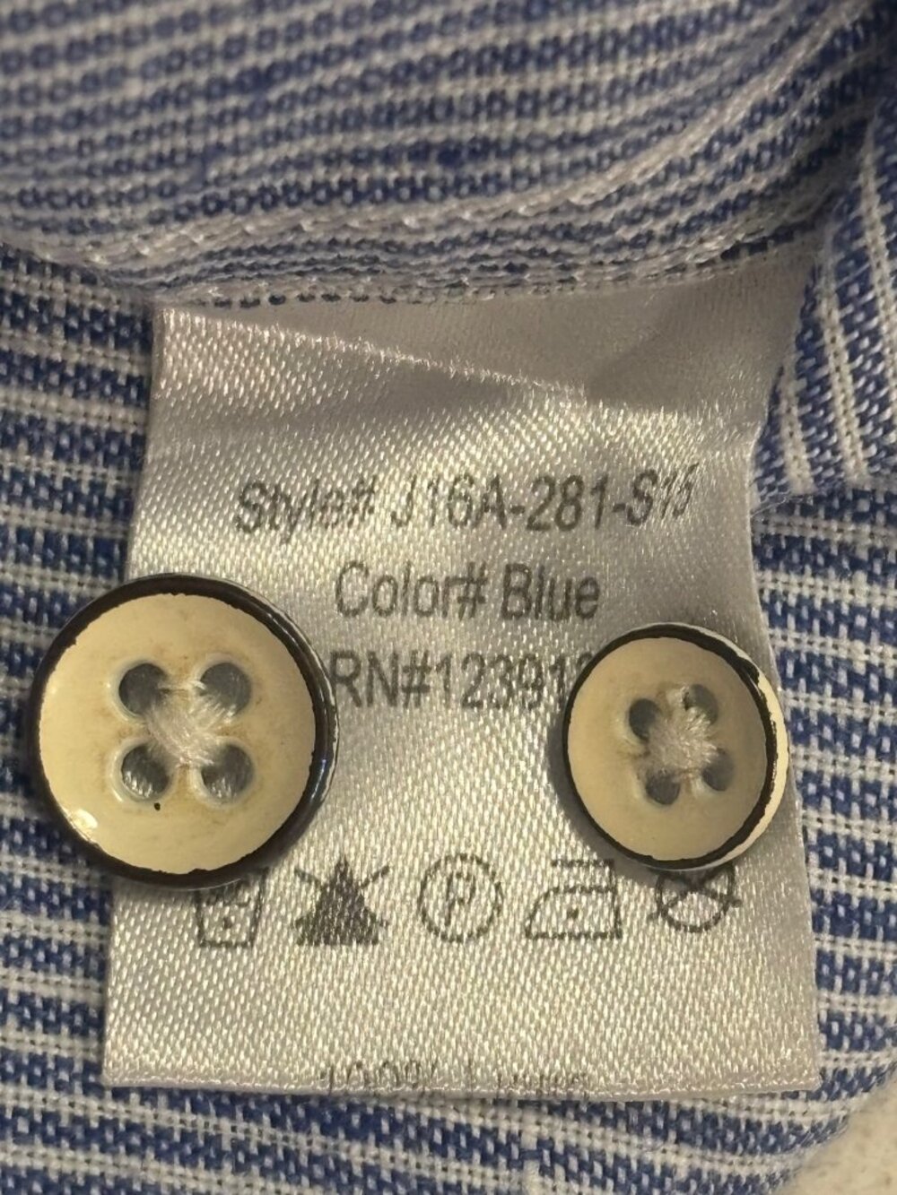 Jachs NY Blue Stripe Button Shirt Linen Blend Madison Fit Mens Large - Picture 5 of 11